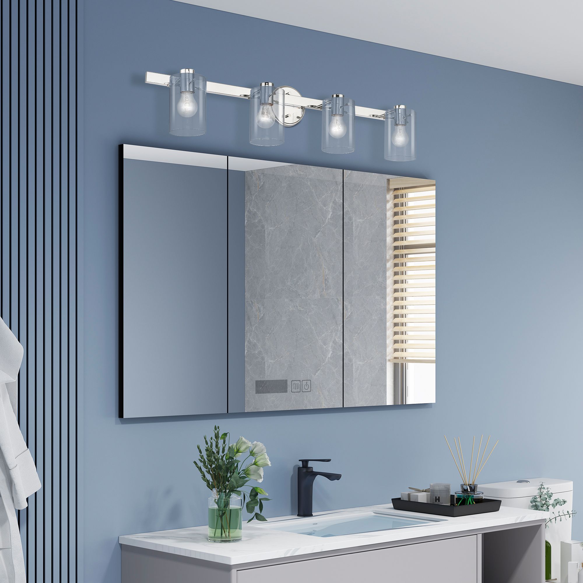 Munich 4 Light Polished Chrome Vanity Sconce