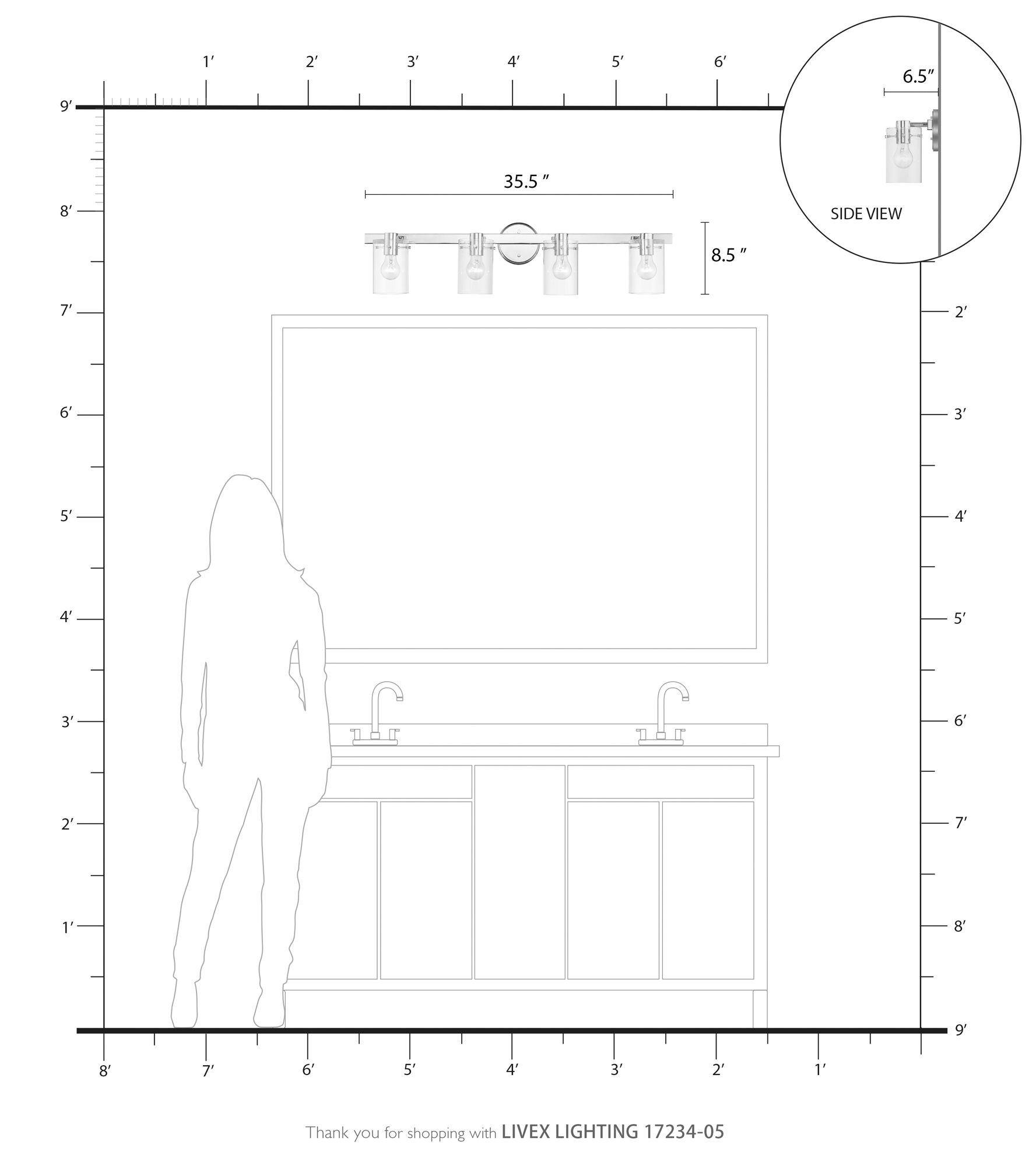 Munich 4 Light Polished Chrome Vanity Sconce