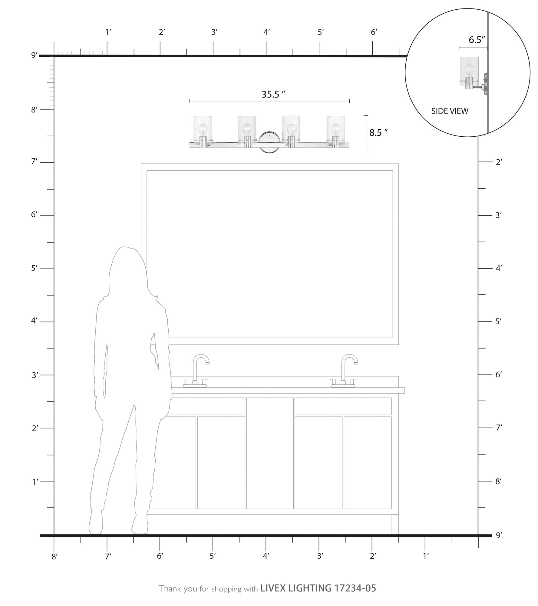Munich 4 Light Polished Chrome Vanity Sconce