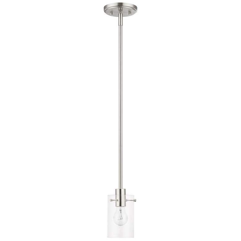 Image 3 Munich 5" Wide Brushed Nickel Cylinder Mini Pendant more views