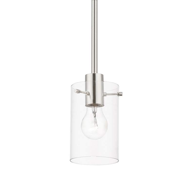 Image 4 Munich 5" Wide Brushed Nickel Cylinder Mini Pendant more views