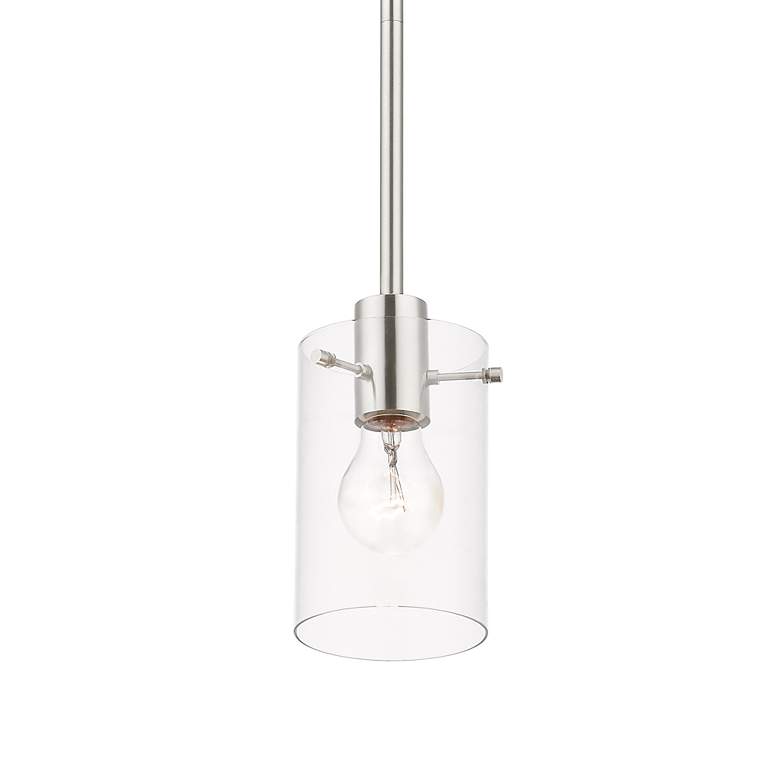 Image 5 Munich 5" Wide Brushed Nickel Cylinder Mini Pendant more views