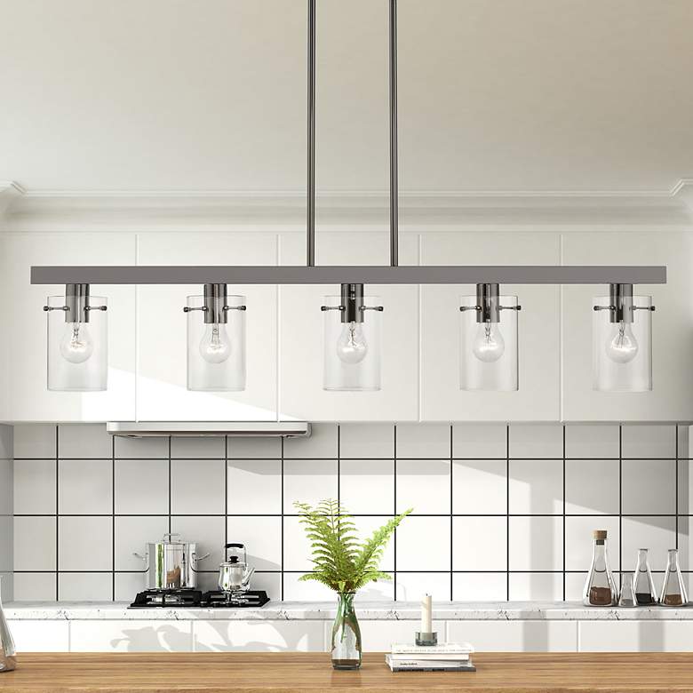 Image 1 Munich 5 Light Black Chrome Linear Chandelier