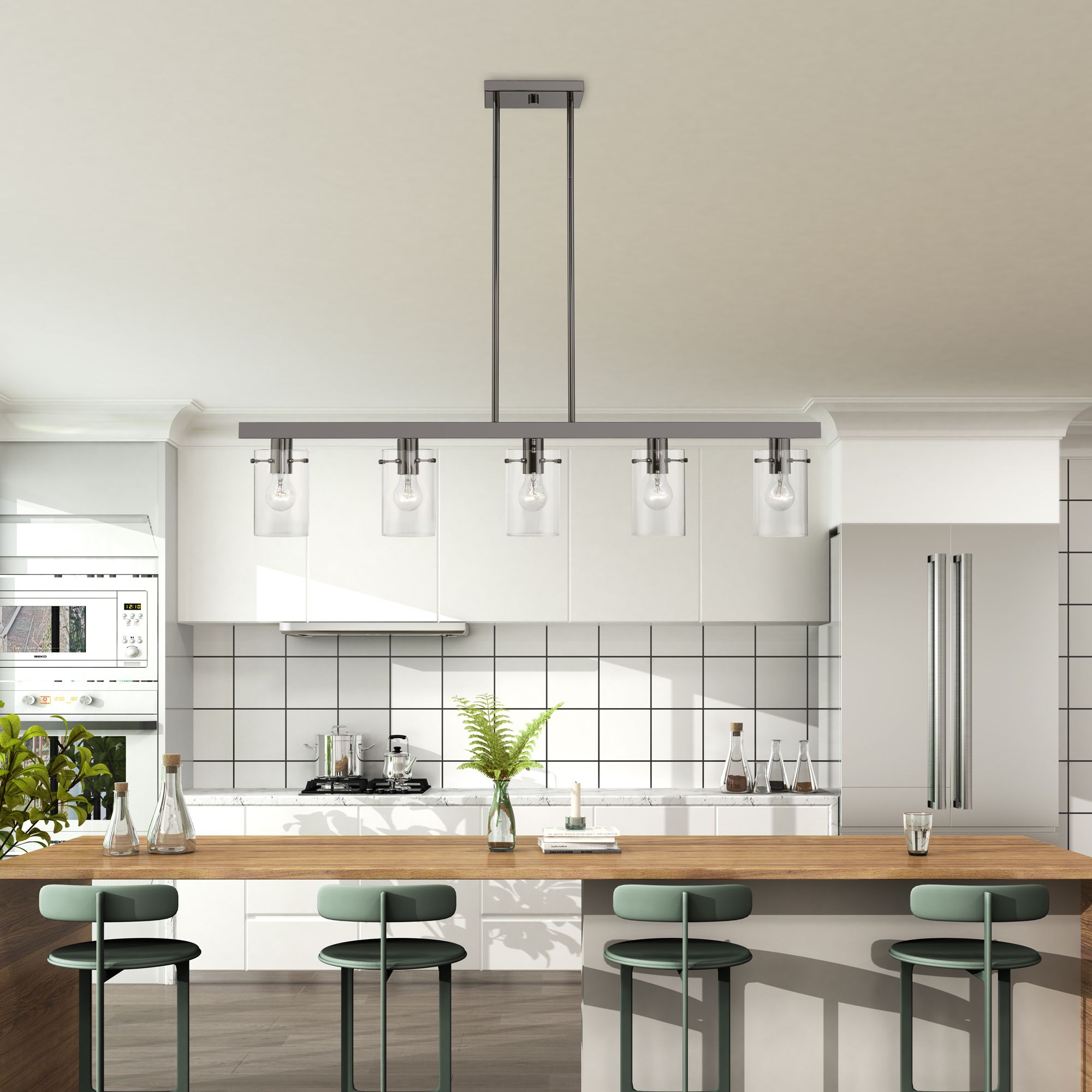 Munich 5 Light Black Chrome Linear Chandelier