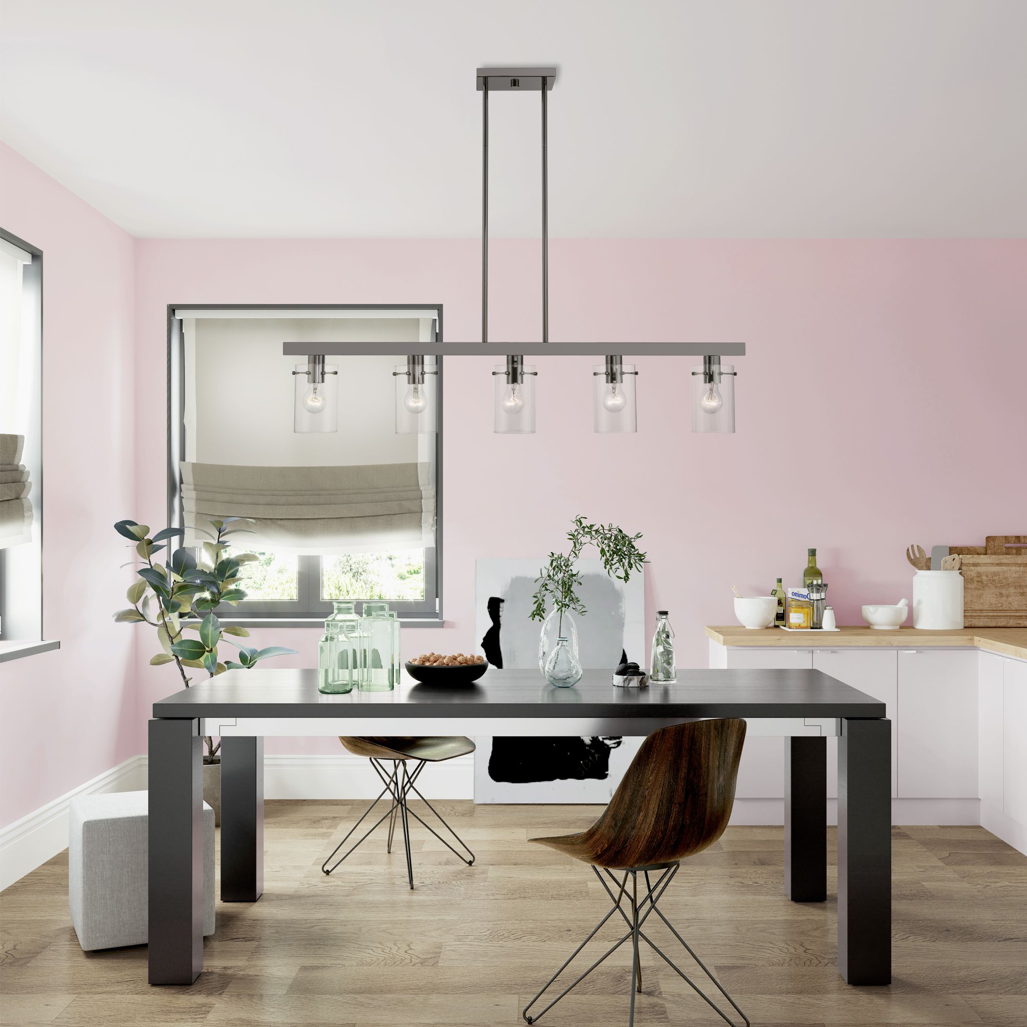 Munich 5 Light Black Chrome Linear Chandelier