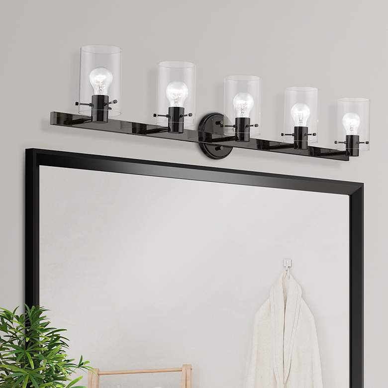 Image 1 Munich 5 Light Black Chrome Vanity Sconce
