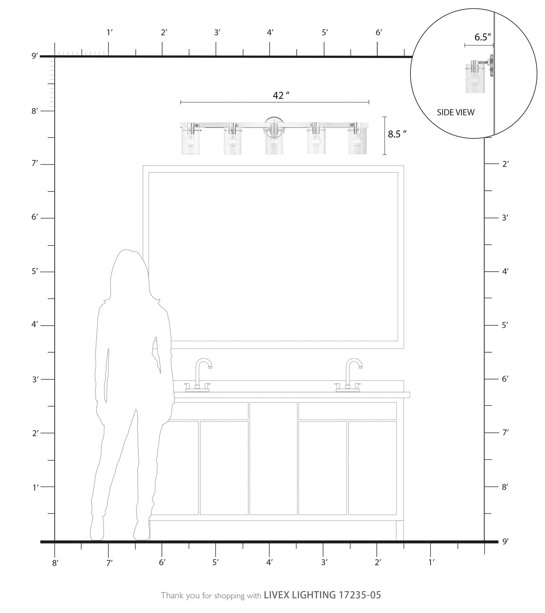 Munich 5 Light Polished Chrome Vanity Sconce