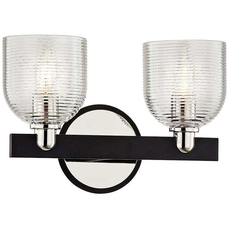 Image 1 Munich 8 1/2 inchH Carbide Black and Nickel 2-Light Wall Sconce