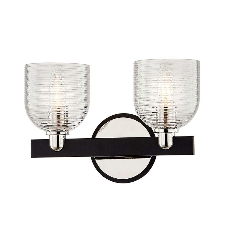 Image 1 Munich 8 1/2"H Carbide Black and Nickel 2-Light Wall Sconce
