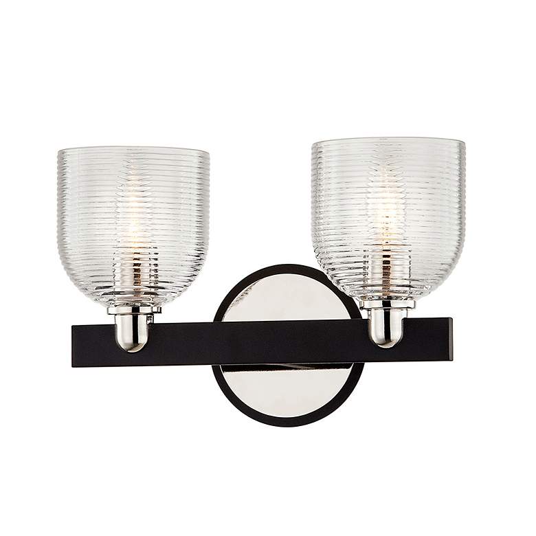 Image 1 Munich 8 1/2 inchH Carbide Black and Nickel 2-Light Wall Sconce