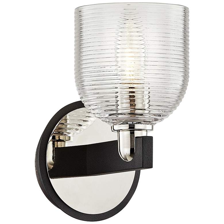 Image 1 Munich 8 1/2"H Carbide Black and Polished Nickel Wall Sconce