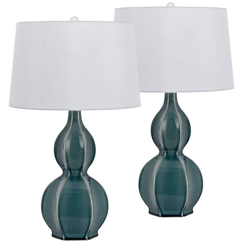 Image 1 Murcia Slate Blue Ceramic Table Lamp Set of 2