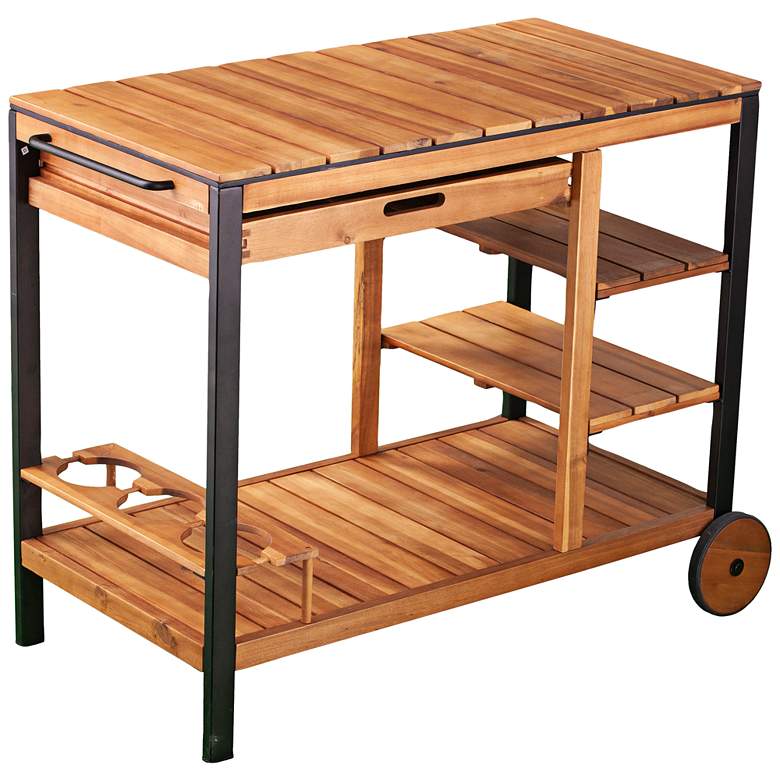 Image 2 Murcott 43 3/4 inch Wide Natural Acacia Wood indoor - Outdoor Bar Cart