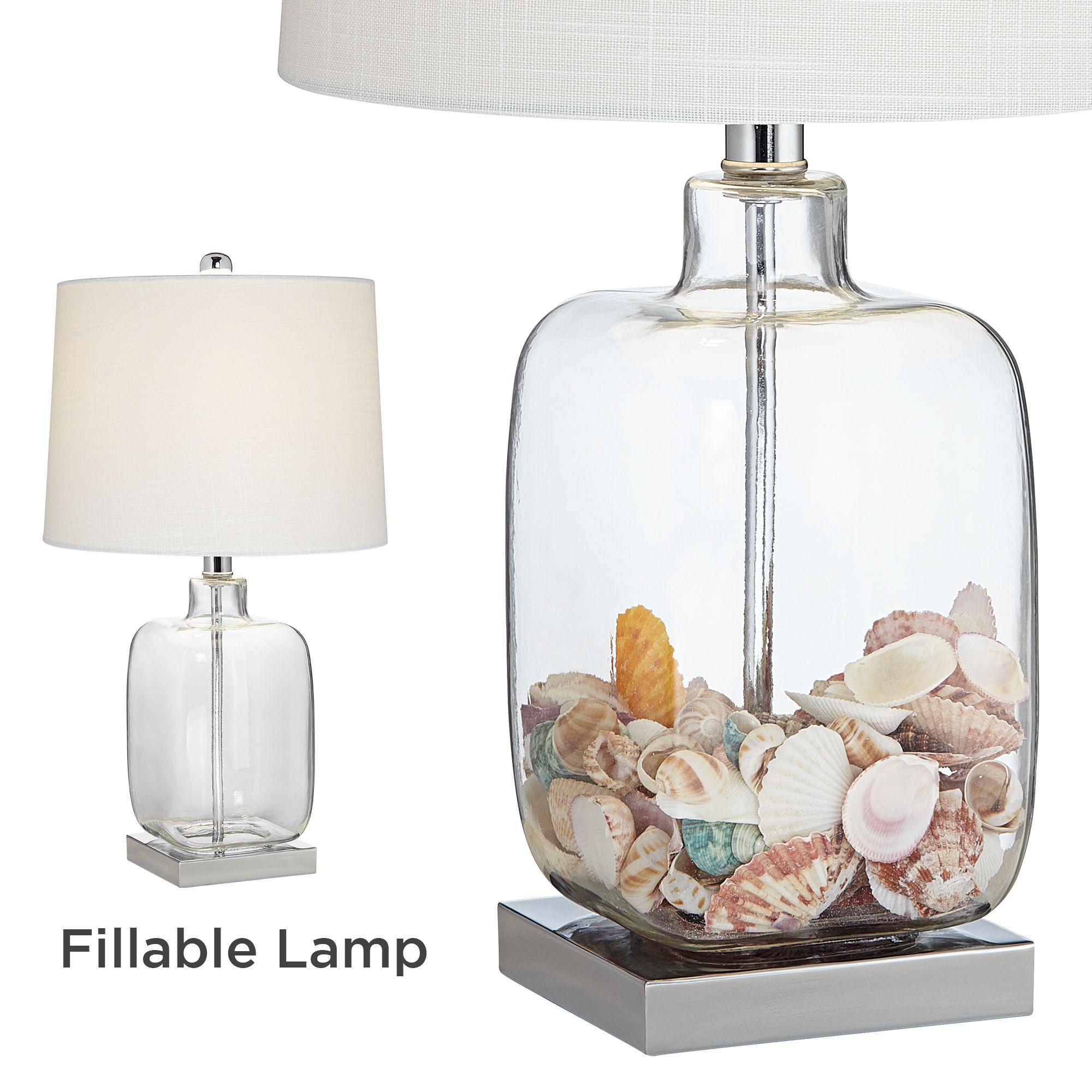 Image 6 Murex 21 3/4" High Square Glass with Shells Fillable Table Lamp more views