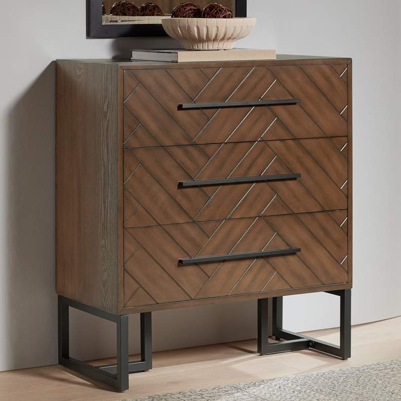 Image 1 Murph 31 1/2" Wide Charcoal and Wood 3-Drawer Dresser