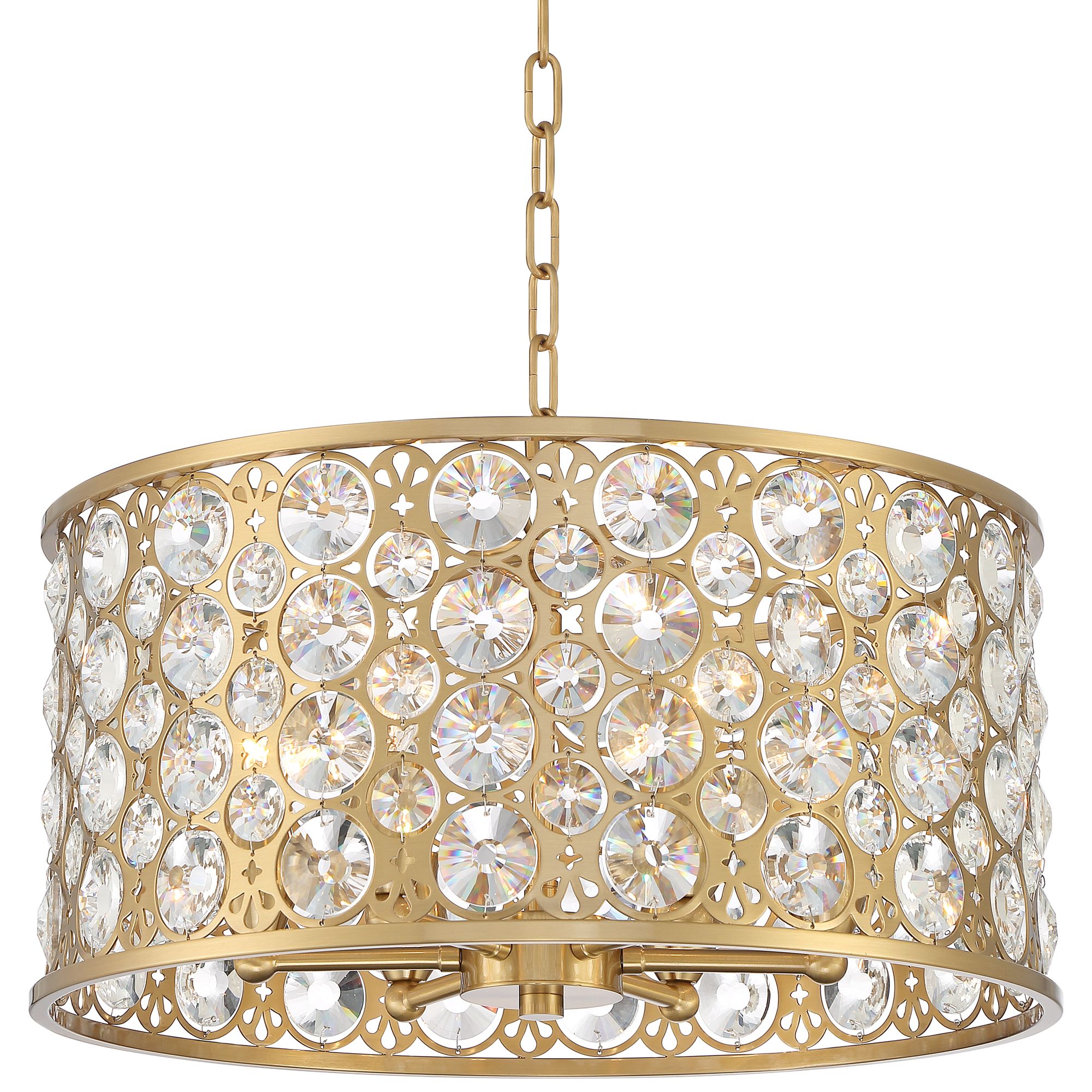 gold crystal drum chandelier