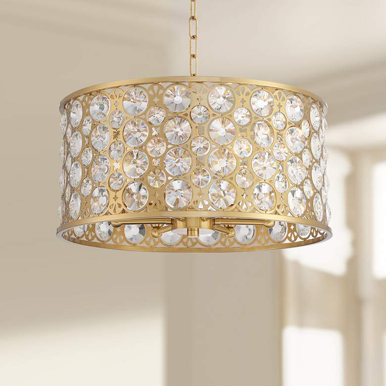 Image 1 Murphy 19 3/4 inch Wide Soft Gold Crystal Drum Pendant Light