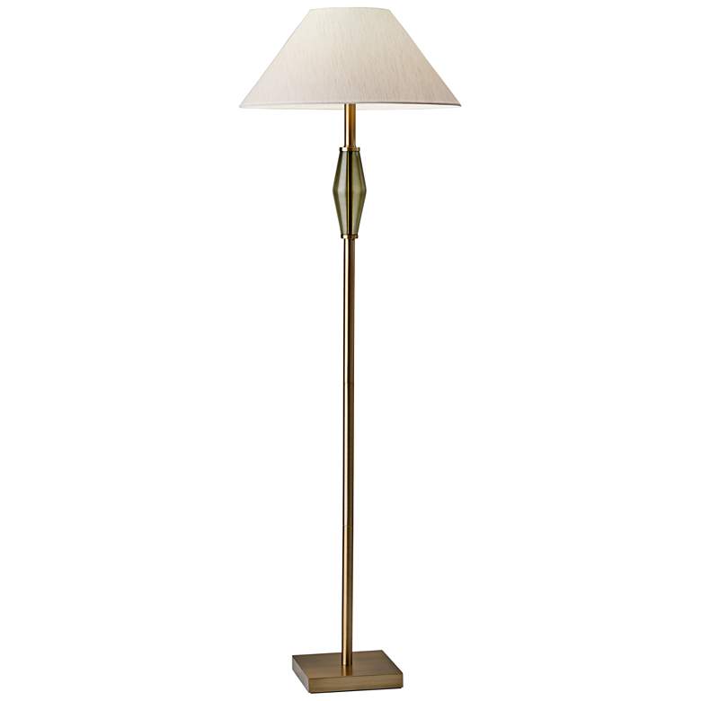 Image 1 Murphy Brass and Green Glass Floor Lamp
