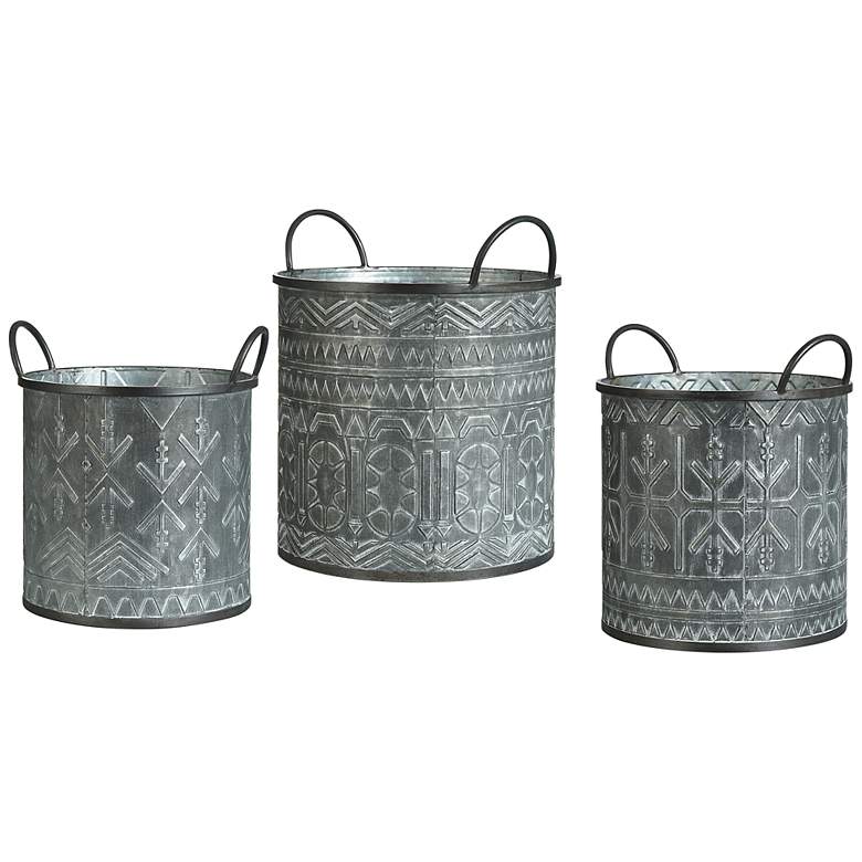 Image 1 Murphy Galvanized Decorative Buckets Set of 3