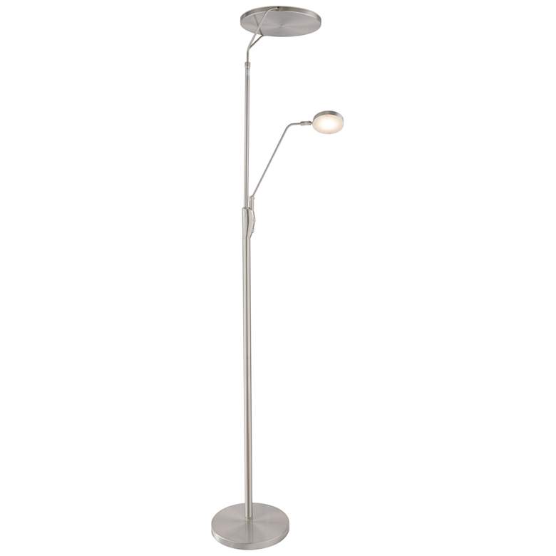 Image 1 Murray Brushed Nickel LED Torchiere Lamp with Reading Light
