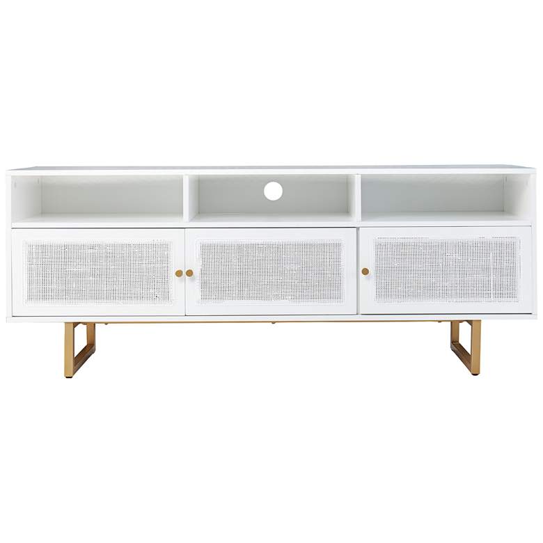 Image 3 Mursley 60" Wide White Wood 3-Door Media Cabinet more views