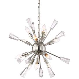 Image1 of Muse 12-Light 24 Inch Polished Nickel Rock Crystal Sputnik Chandelier