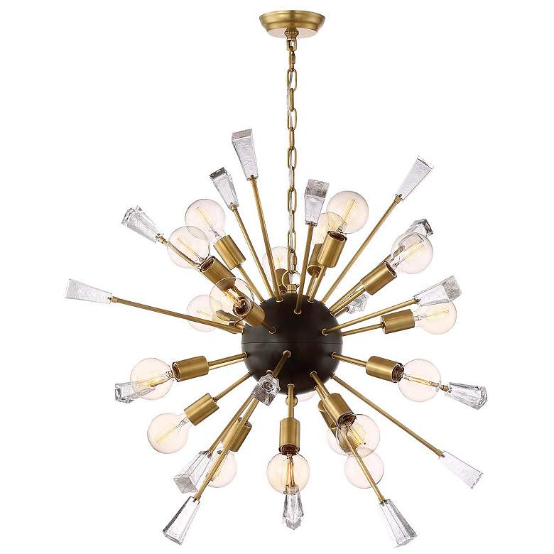 Image 1 Muse 18-Light 36 Inch Aged Brass Rock Crystal Sputnik Chandelier