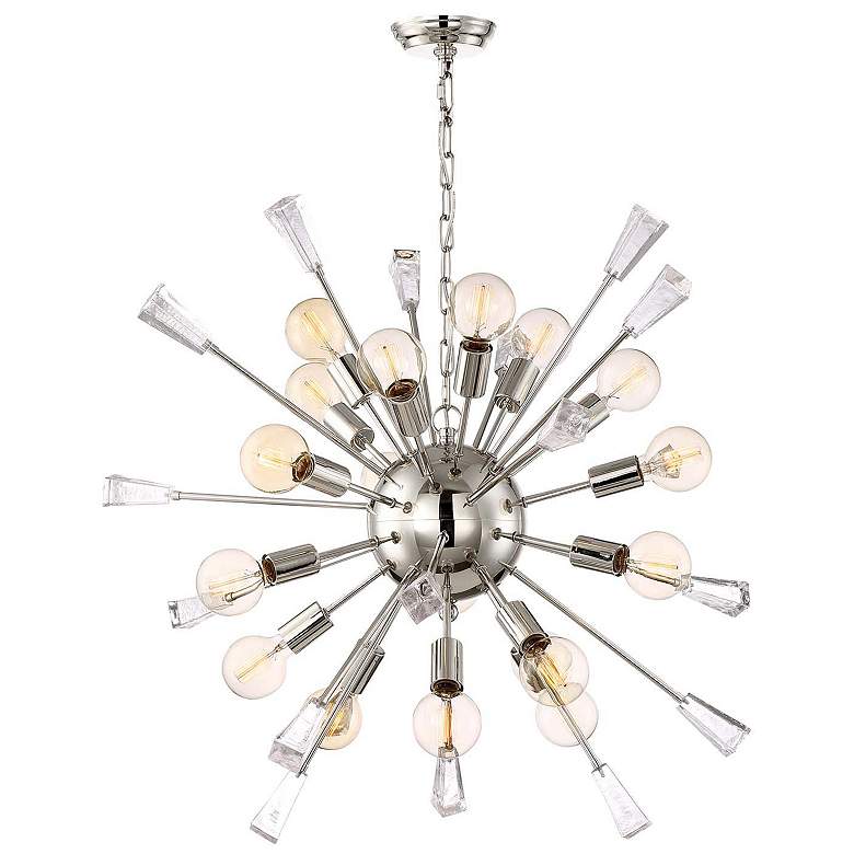 Image 1 Muse 18-Light 36 Inch Polished Nickel Rock Crystal Sputnik Chandelier