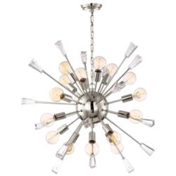 Muse 18-Light 36 Inch Polished Nickel Rock Crystal Sputnik Chandelier