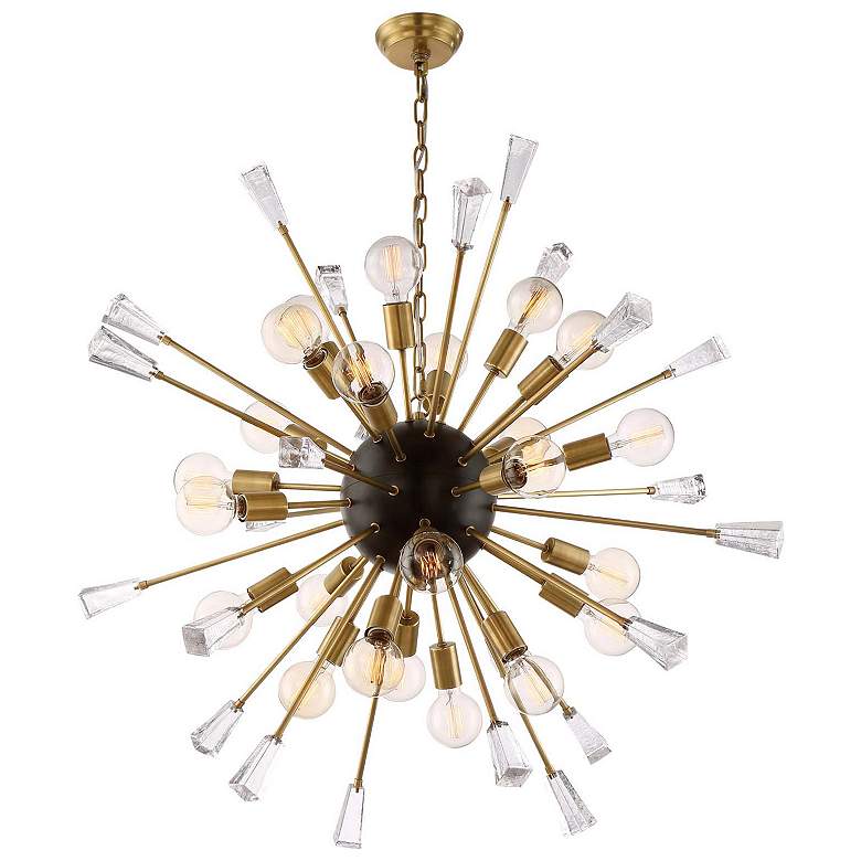 Image 1 Muse 24-Light 40 Inch Aged Brass Rock Crystal Sputnik Chandelier