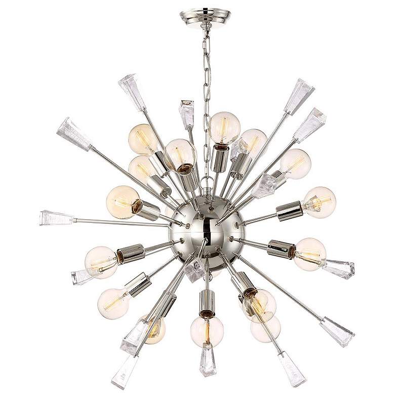 Image 1 Muse 24-Light 40 Inch Polished Nickel Rock Crystal Sputnik Chandelier