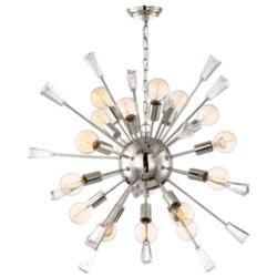 Muse 24-Light 40 Inch Polished Nickel Rock Crystal Sputnik Chandelier