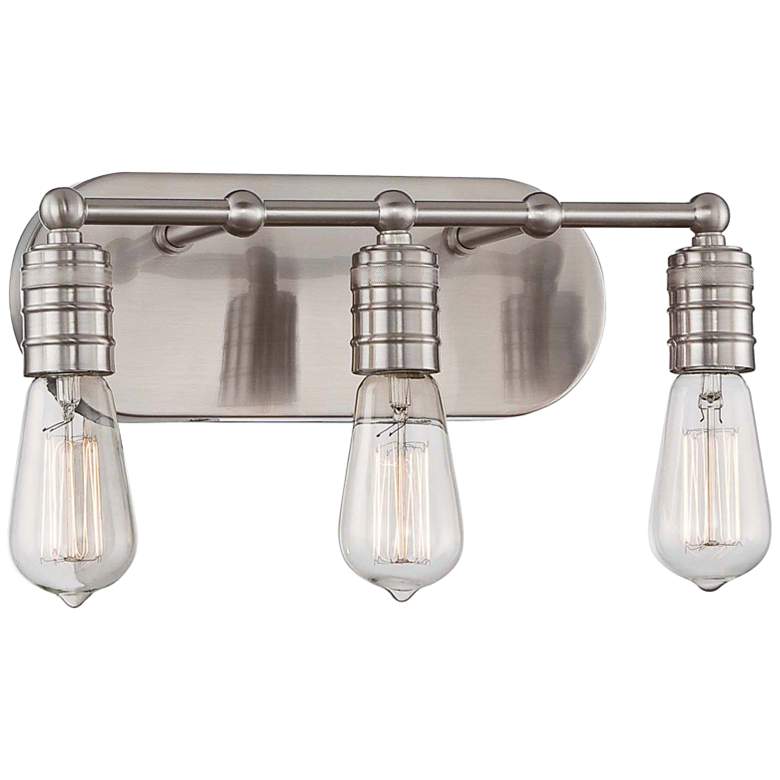 Image 2 Muse Collection 14 1/4 inchW Brushed Nickel 3-Light Bath Light