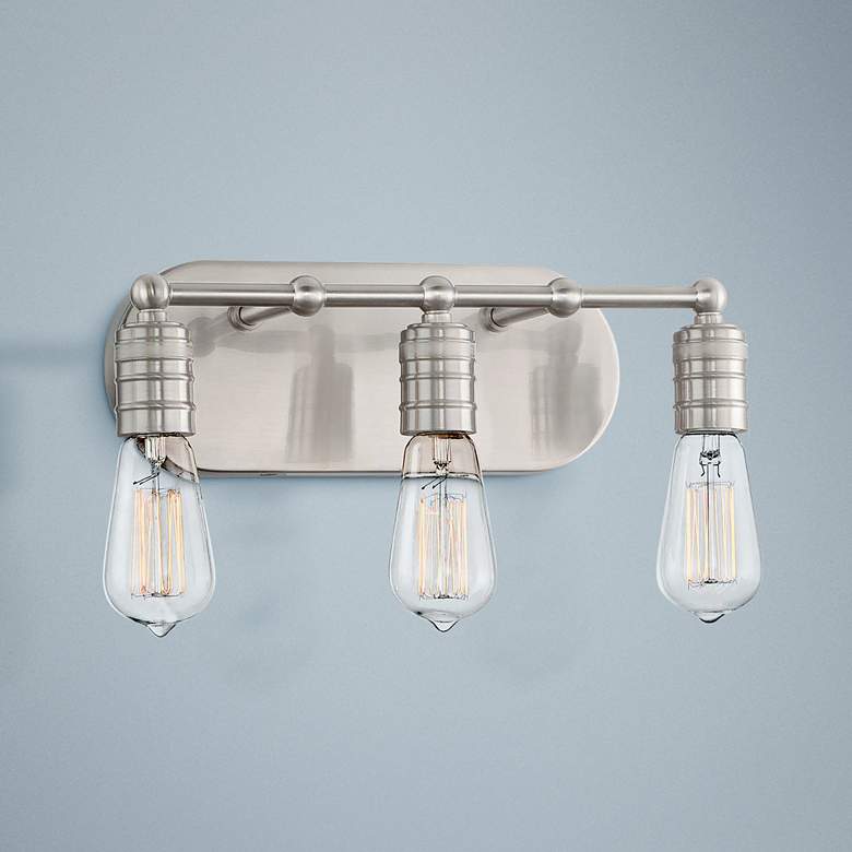 Image 1 Muse Collection 14 1/4 inchW Brushed Nickel 3-Light Bath Light