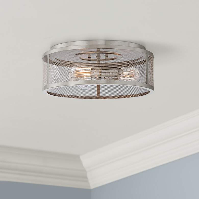 Image 1 Muse Collection 15 inch Wide Brushed Silver Ceiling Light