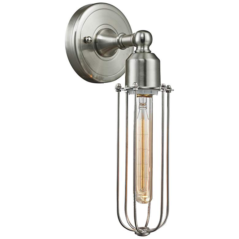 Image 2 Muselet 13 inch High Satin Brushed Nickel T Wall Sconce