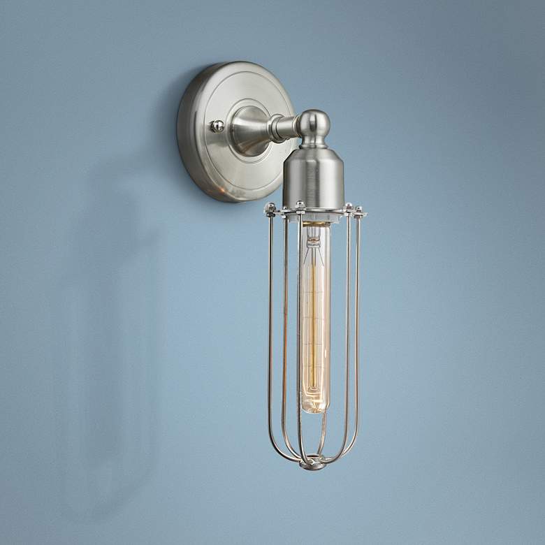 Image 1 Muselet 13" High Satin Brushed Nickel T Wall Sconce