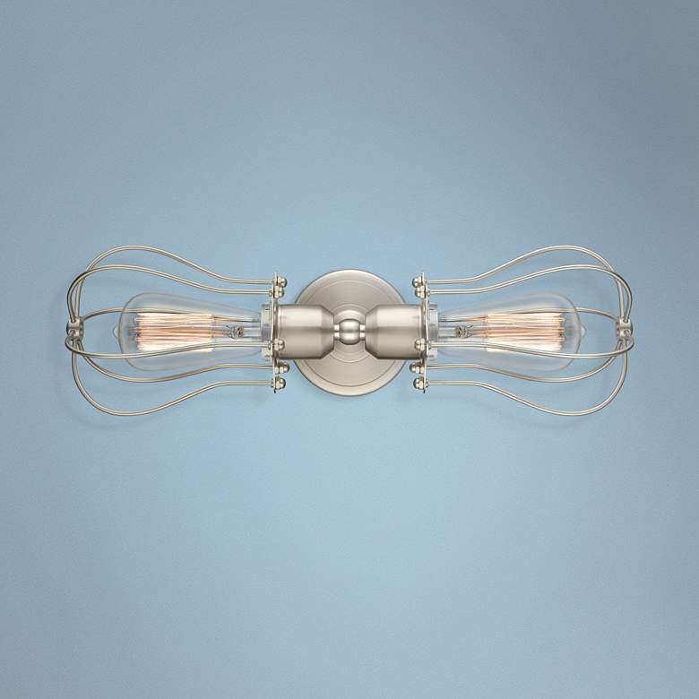 Image 1 Muselet 4 inch High Satin Nickel 2-Light A Bowtie Wall Sconce