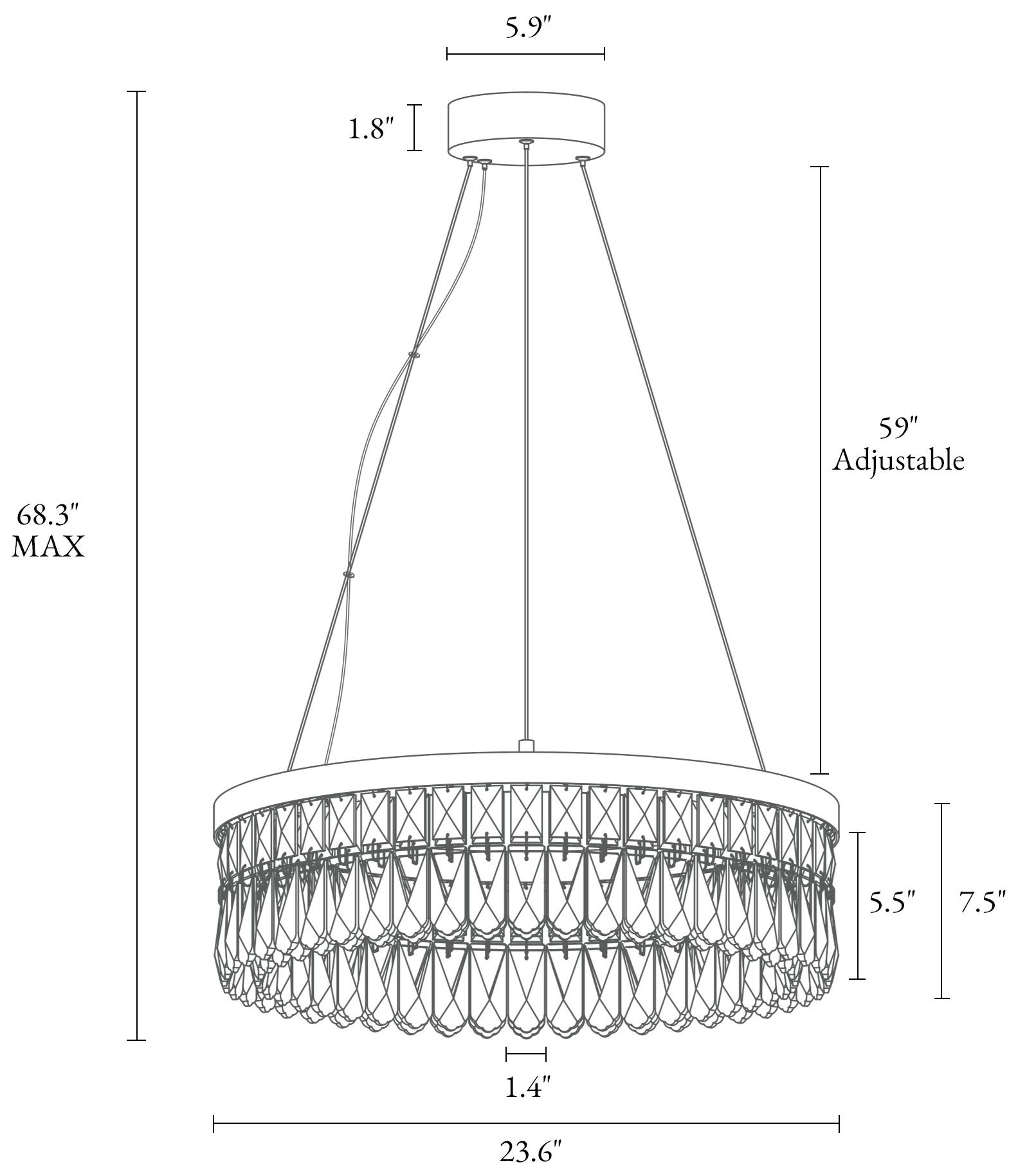 Image 2 Musesonce 1-Light LED Crystal Drum Chandelier - Made to Order more views