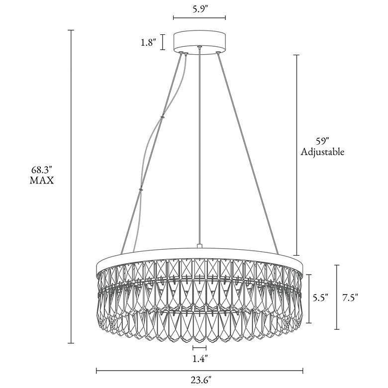 Image 2 Musesonce 1-Light LED Crystal Drum Chandelier more views