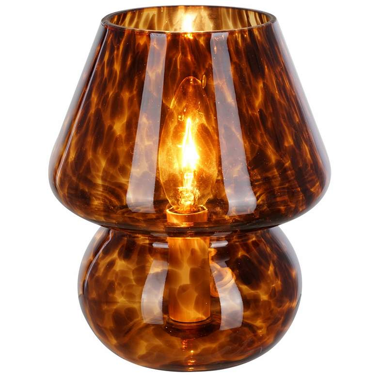 Image 1 Mushroom 7.13" High Brown Tortoise Glass Table Lamp