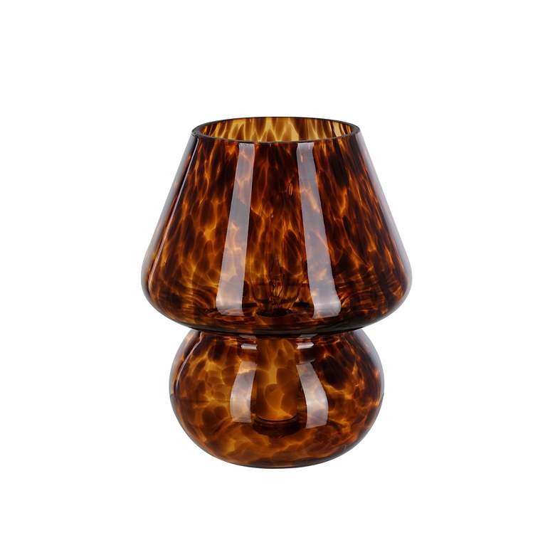 Image 2 Mushroom 7.13" High Brown Tortoise Glass Table Lamp more views