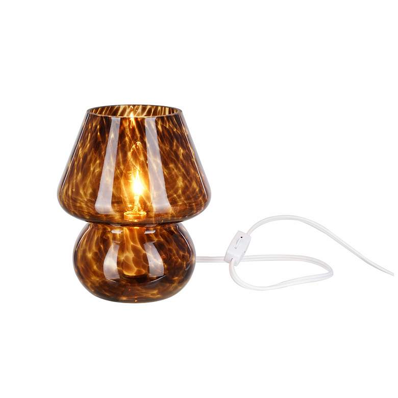 Image 3 Mushroom 7.13" High Brown Tortoise Glass Table Lamp more views