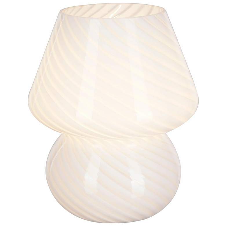Image 1 Mushroom 7.13" High White Striped Glass Table Lamp