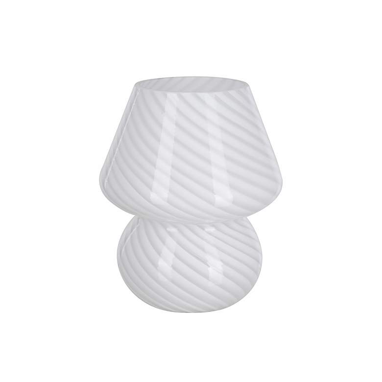 Image 2 Mushroom 7.13" High White Striped Glass Table Lamp more views