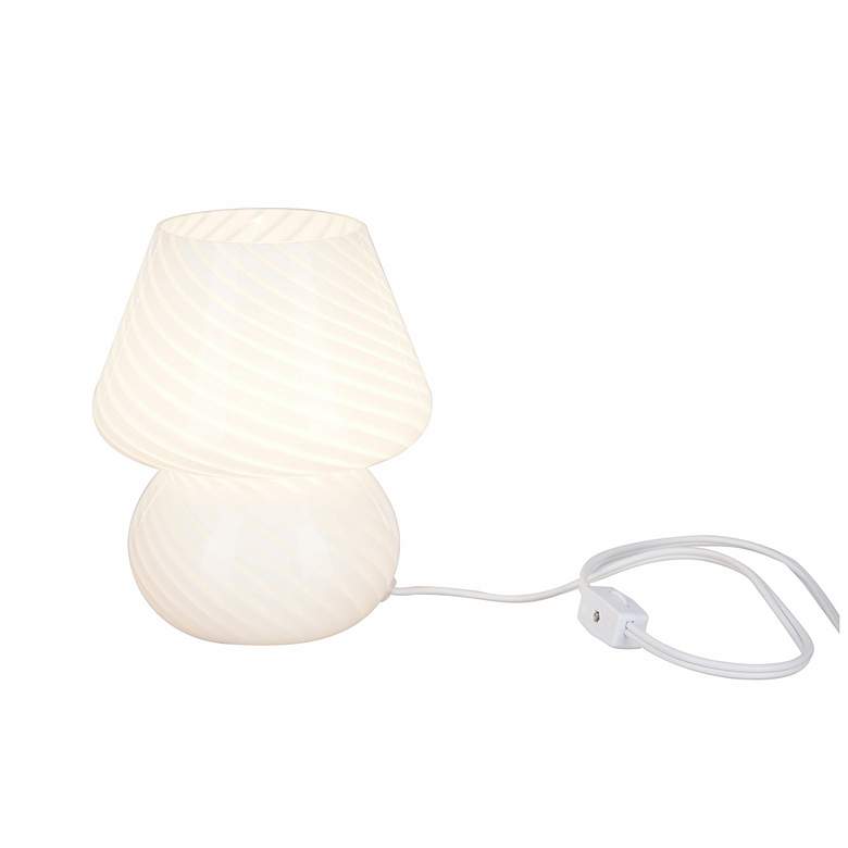 Image 3 Mushroom 7.13" High White Striped Glass Table Lamp more views
