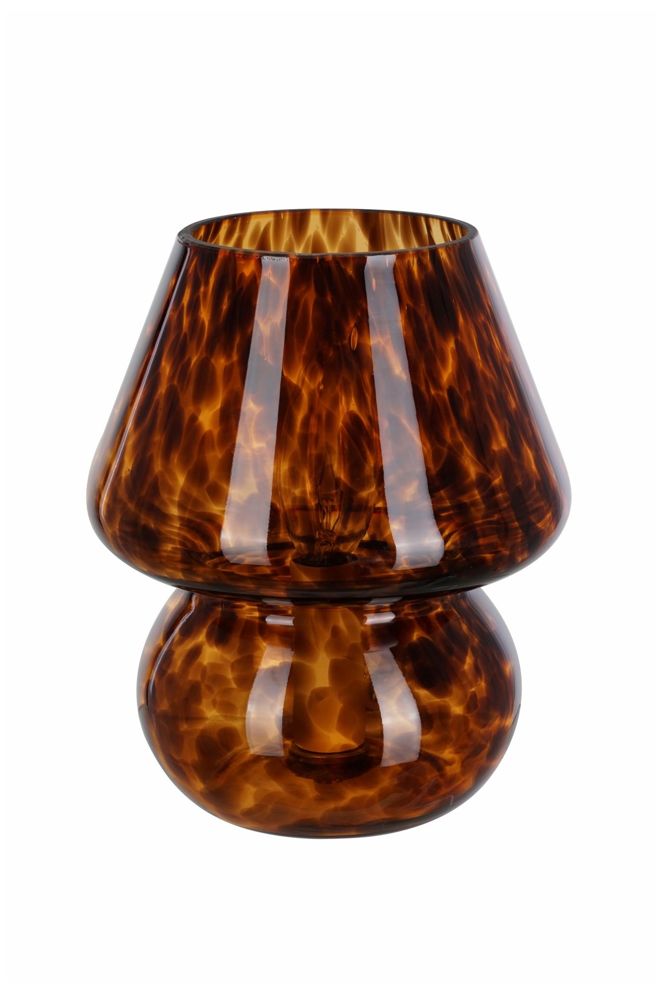 Image 2 Mushroom 7.13" High Brown Tortoise Glass Table Lamp more views