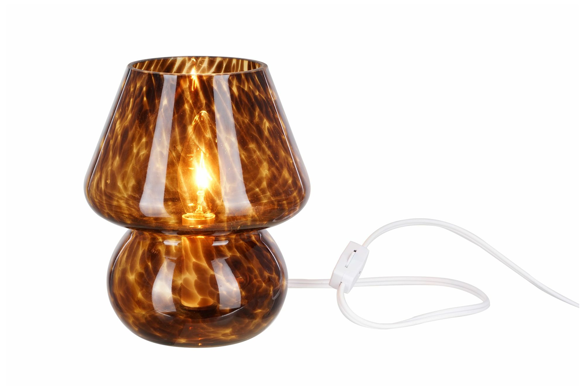 Image 3 Mushroom 7.13" High Brown Tortoise Glass Table Lamp more views