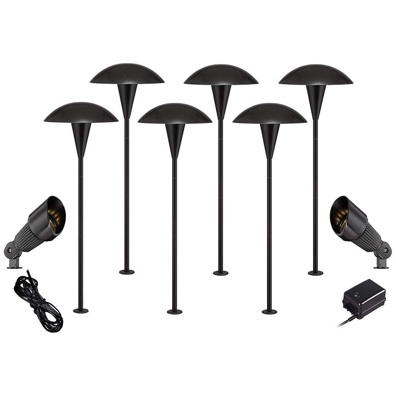 Image 1 Mushroom Black 10-Piece Outdoor LED Landscape Lighting Set