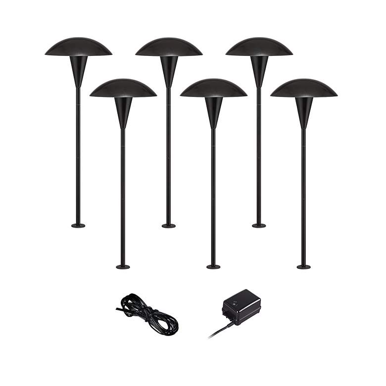 Image 1 Mushroom Black 6-Piece Outdoor LED Landscape Lighting Set